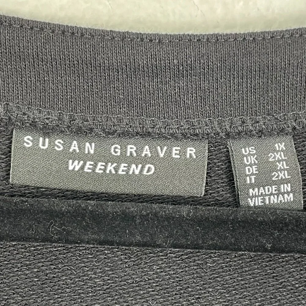 Susan Graver Weekend Womens Plus 1X Black Pocket Shirt Dress Casual Comfort - Picture 5 of 13